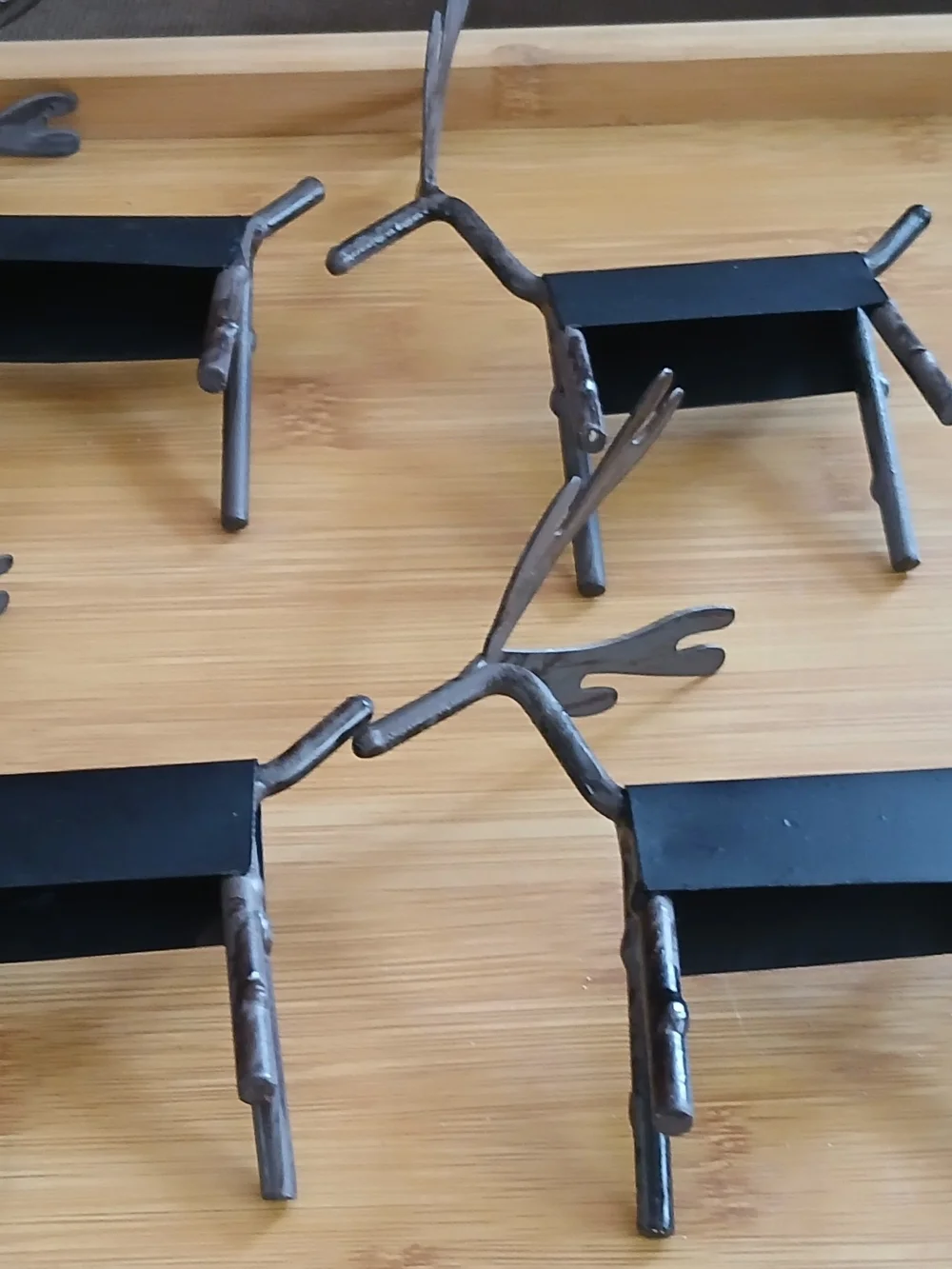 Set of 4 Black Metal Chalkable Christmas Reindeer Place Card Holders